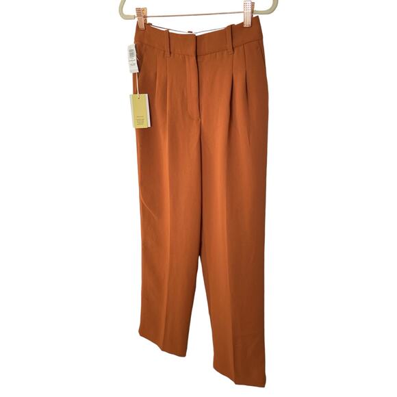 Aritzia The Effortless Pants Wilfred High Rise Wide Leg Pleated Anise Brown Sz S - Picture 4 of 10